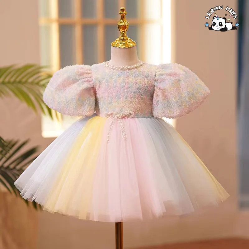 LEZONKIDS - Factory Direct Sales Sleeveless Children Party Princess Flower Dress Tutu Party Wedding Luxury Dress